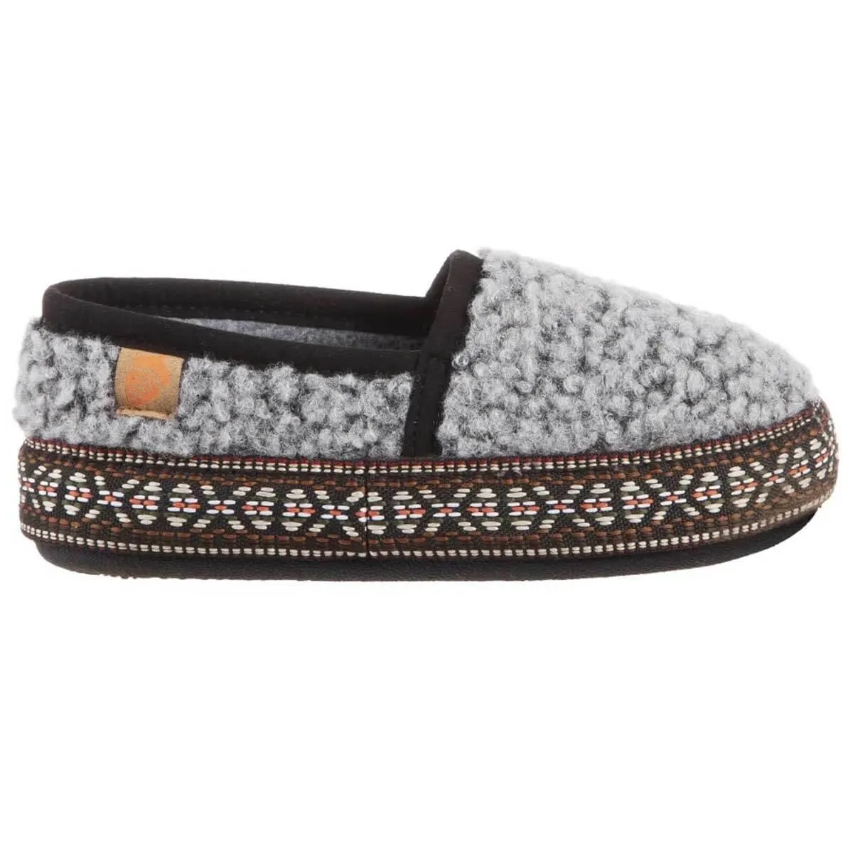 Acorn Kids' Slippers - L’il Woven Trim Moccasins, Stormy Grey, K12/13 | A19009STG12-13