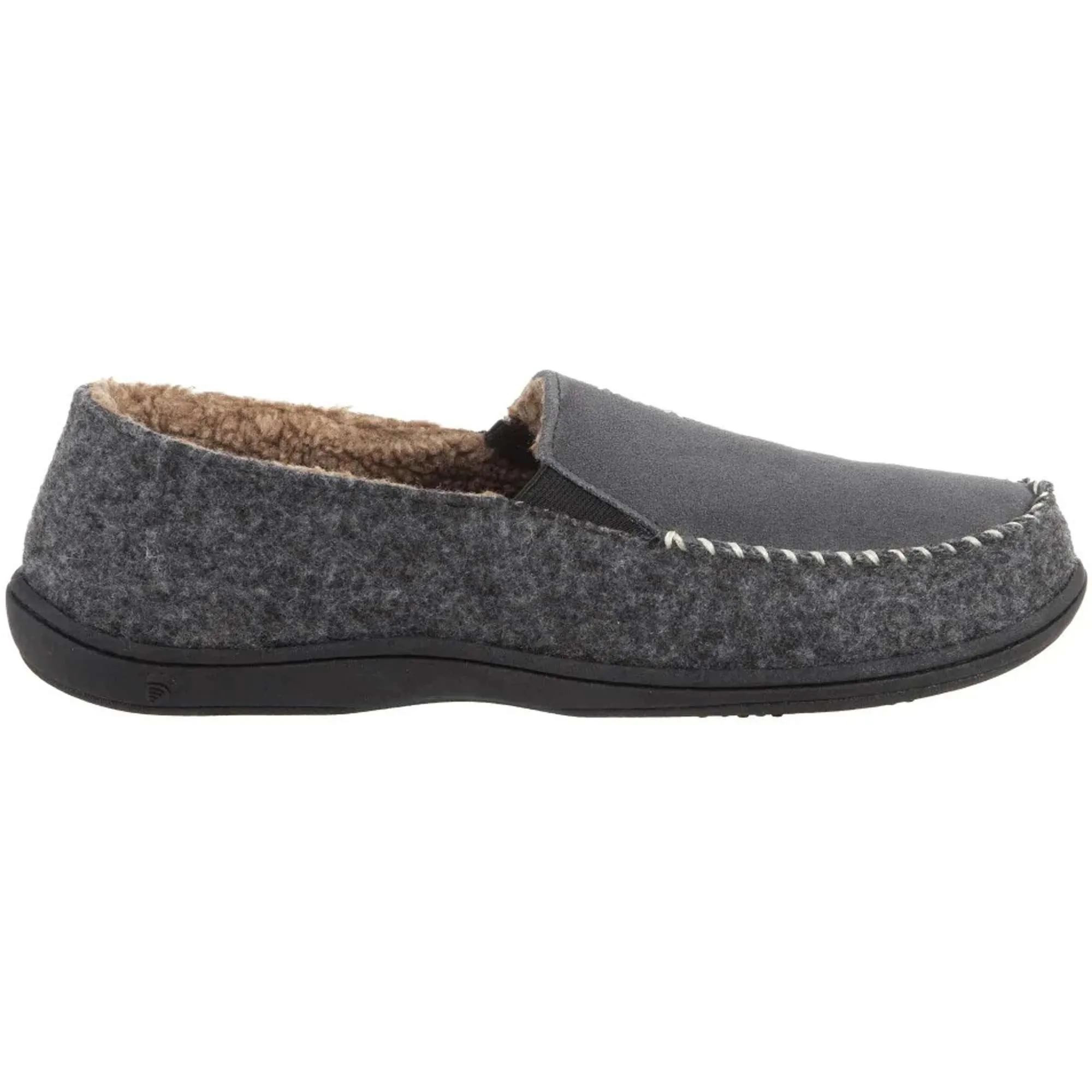 Acorn Men's Crafted Moc Slippers - Suede and Faux Wool, Ash, Large | A19016ASHML