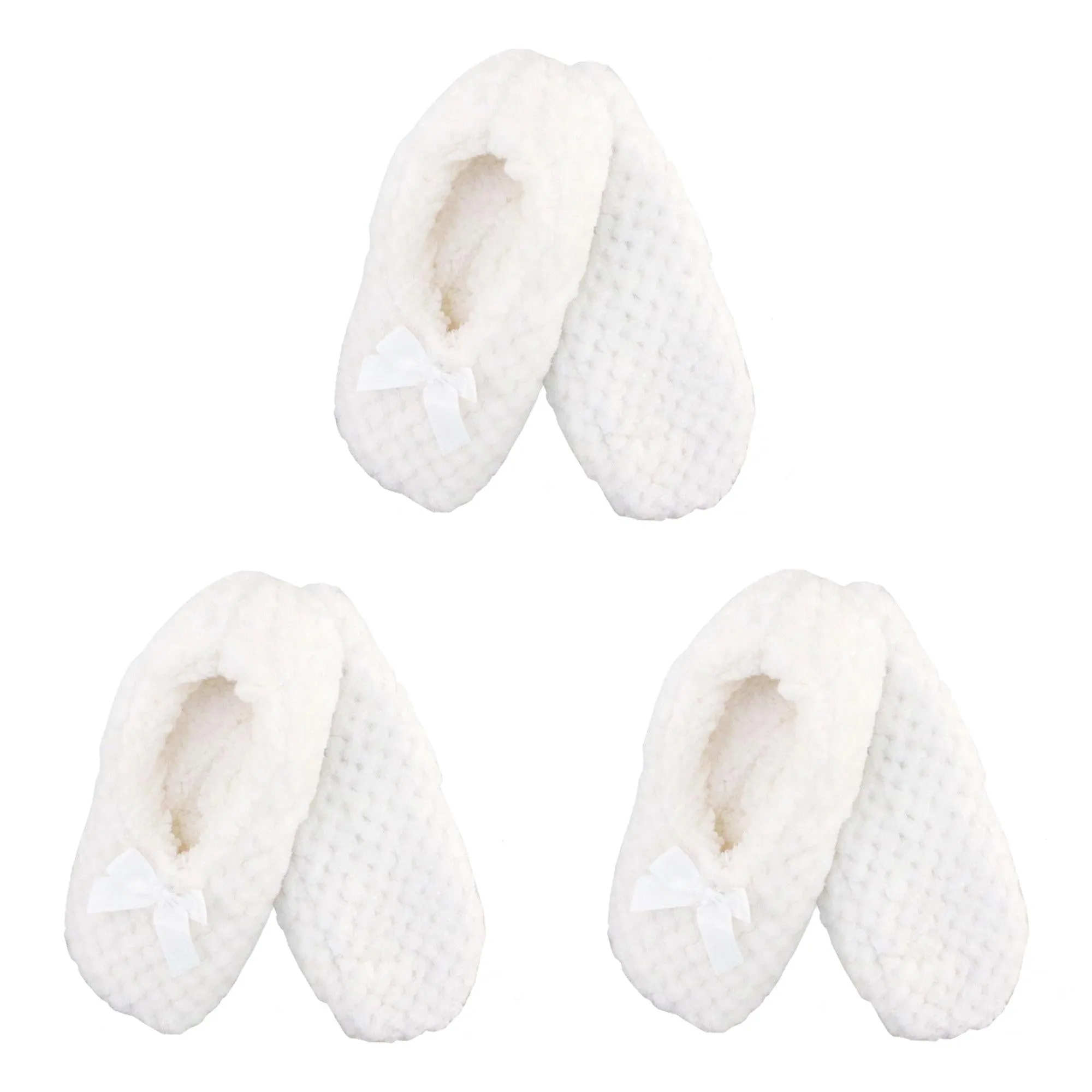 Adult Women Soft Touch Slippers Non-Slip Lined Socks, 3 Pairs