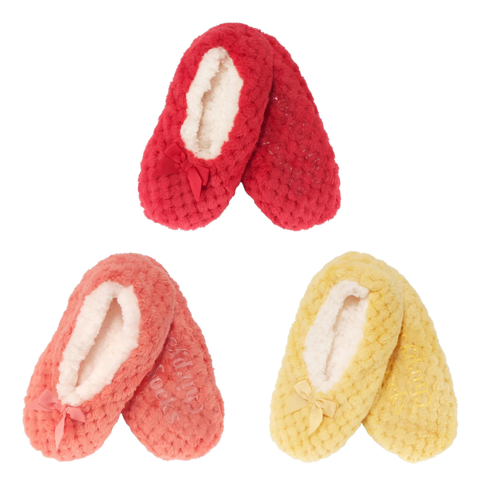 Adult Women Soft Touch Slippers Non-Slip Lined Socks, 3 Pairs