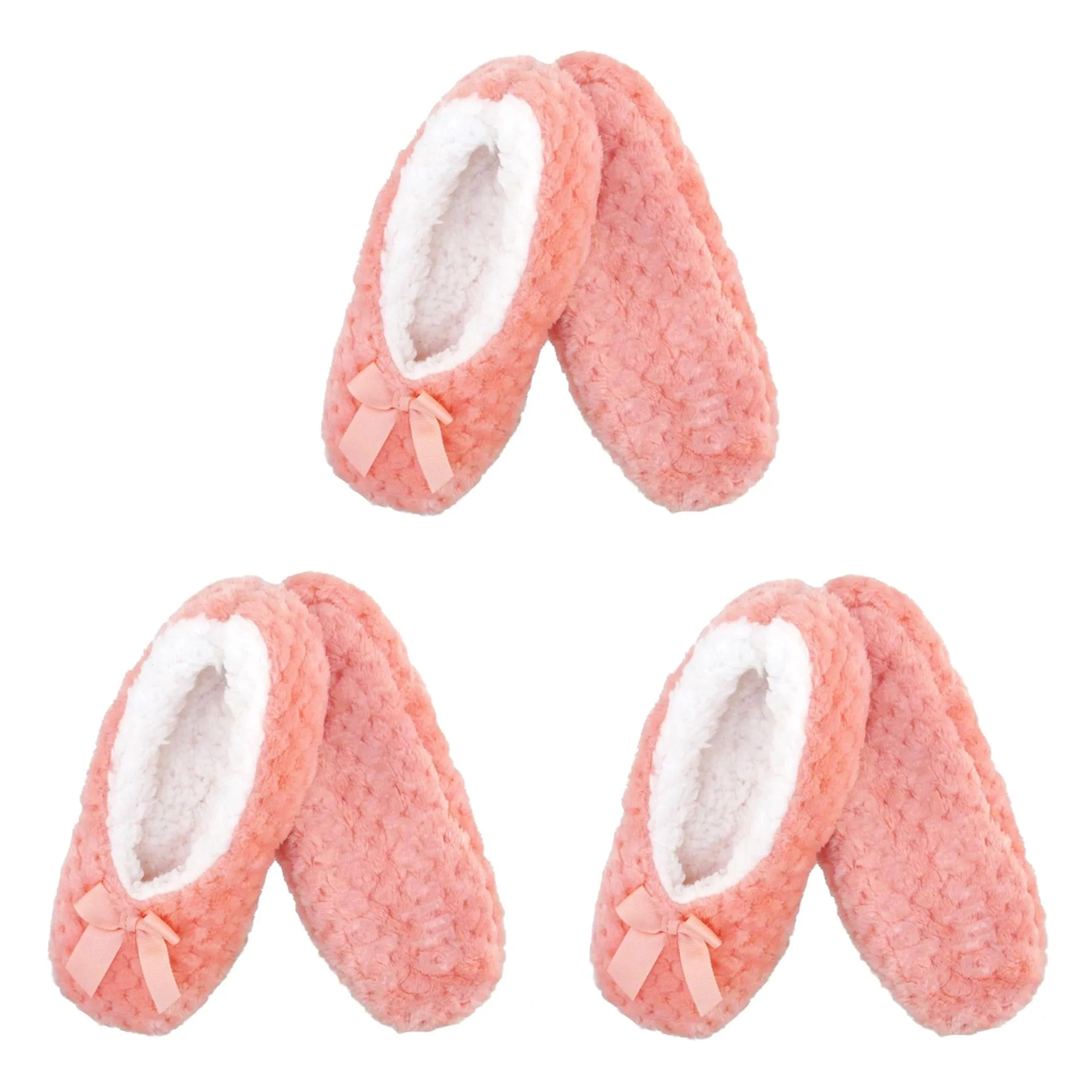 Adult Women Soft Touch Slippers Non-Slip Lined Socks, 3 Pairs