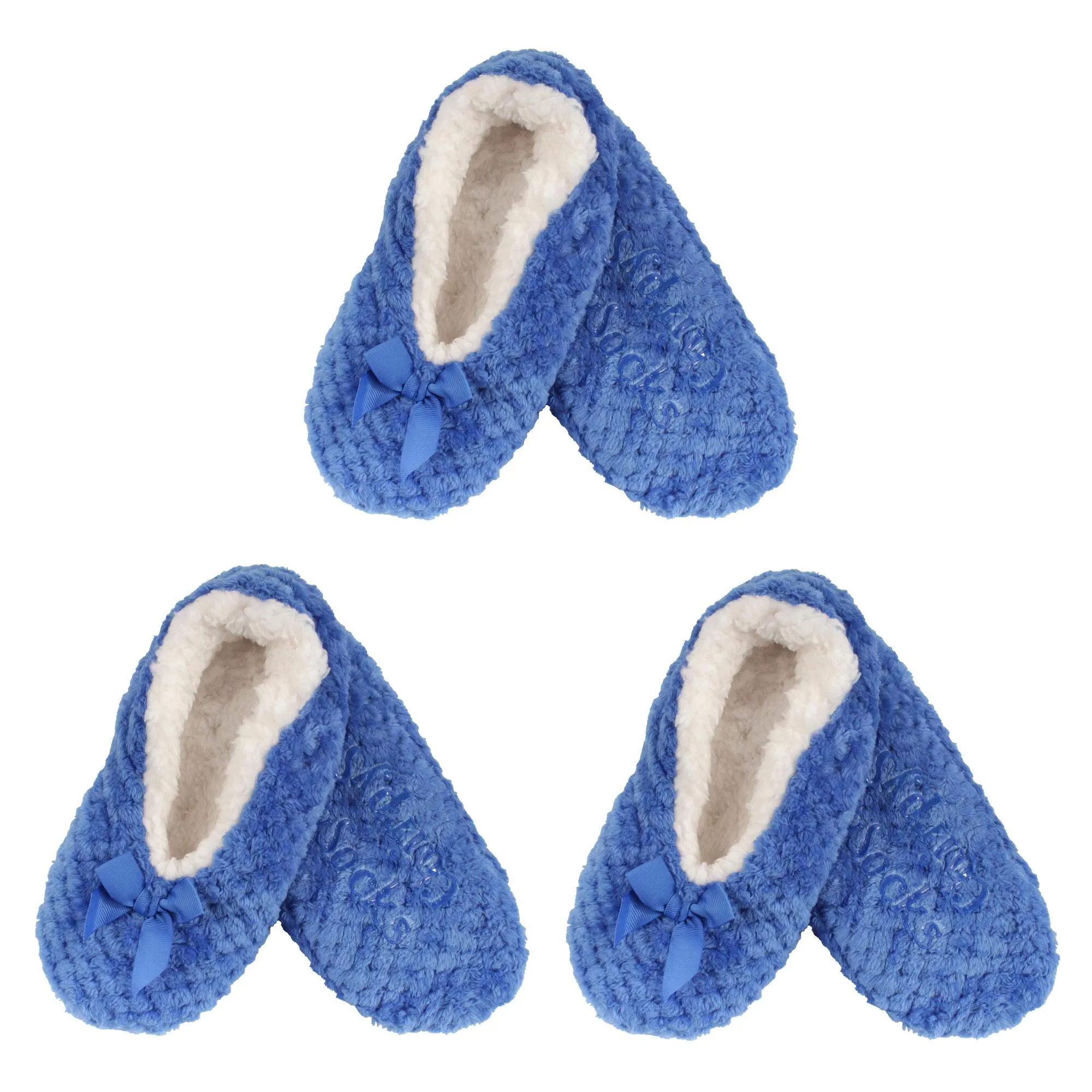 Adult Women Soft Touch Slippers Non-Slip Lined Socks, 3 Pairs