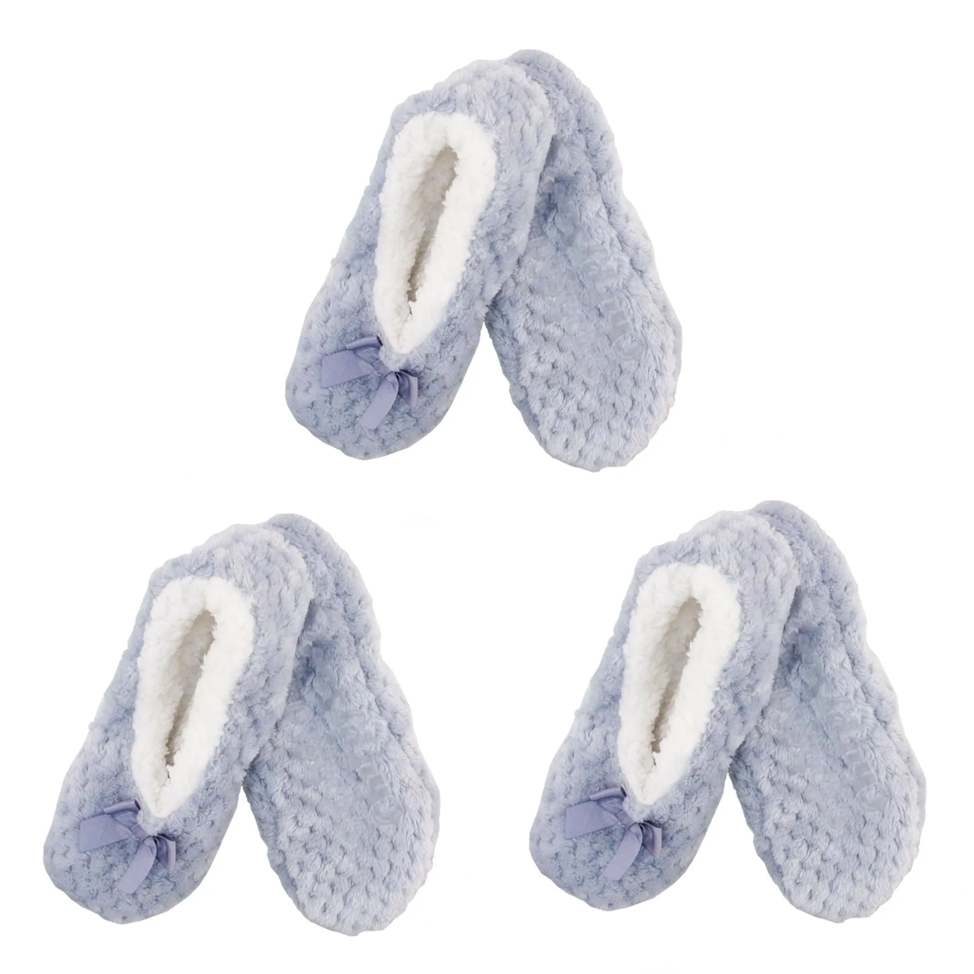 Adult Women Soft Touch Slippers Non-Slip Lined Socks, 3 Pairs