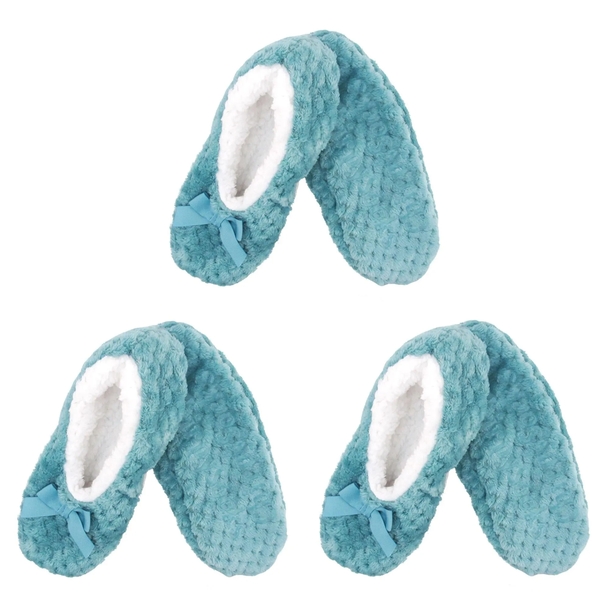 Adult Women Soft Touch Slippers Non-Slip Lined Socks, 3 Pairs