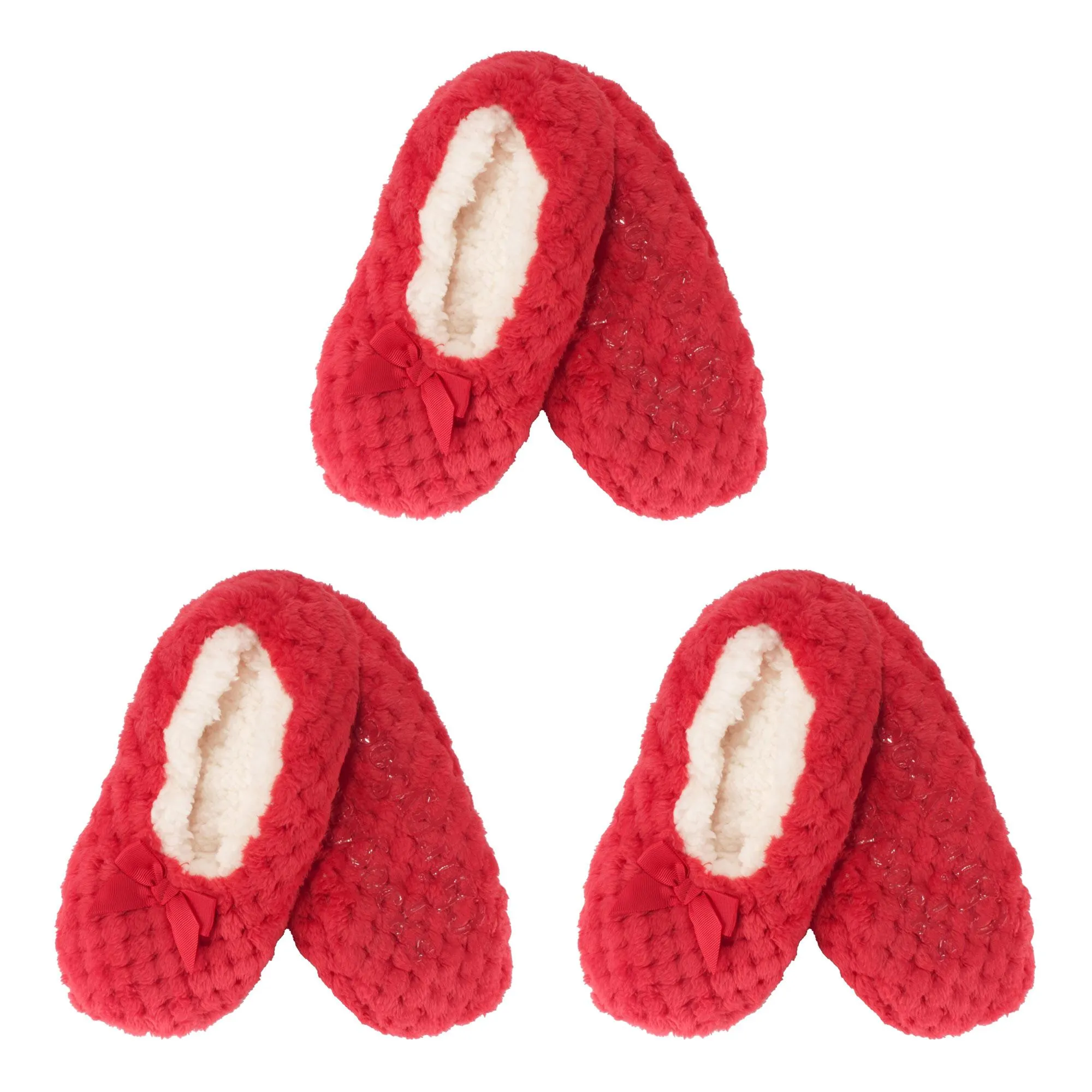 Adult Women Soft Touch Slippers Non-Slip Lined Socks, 3 Pairs