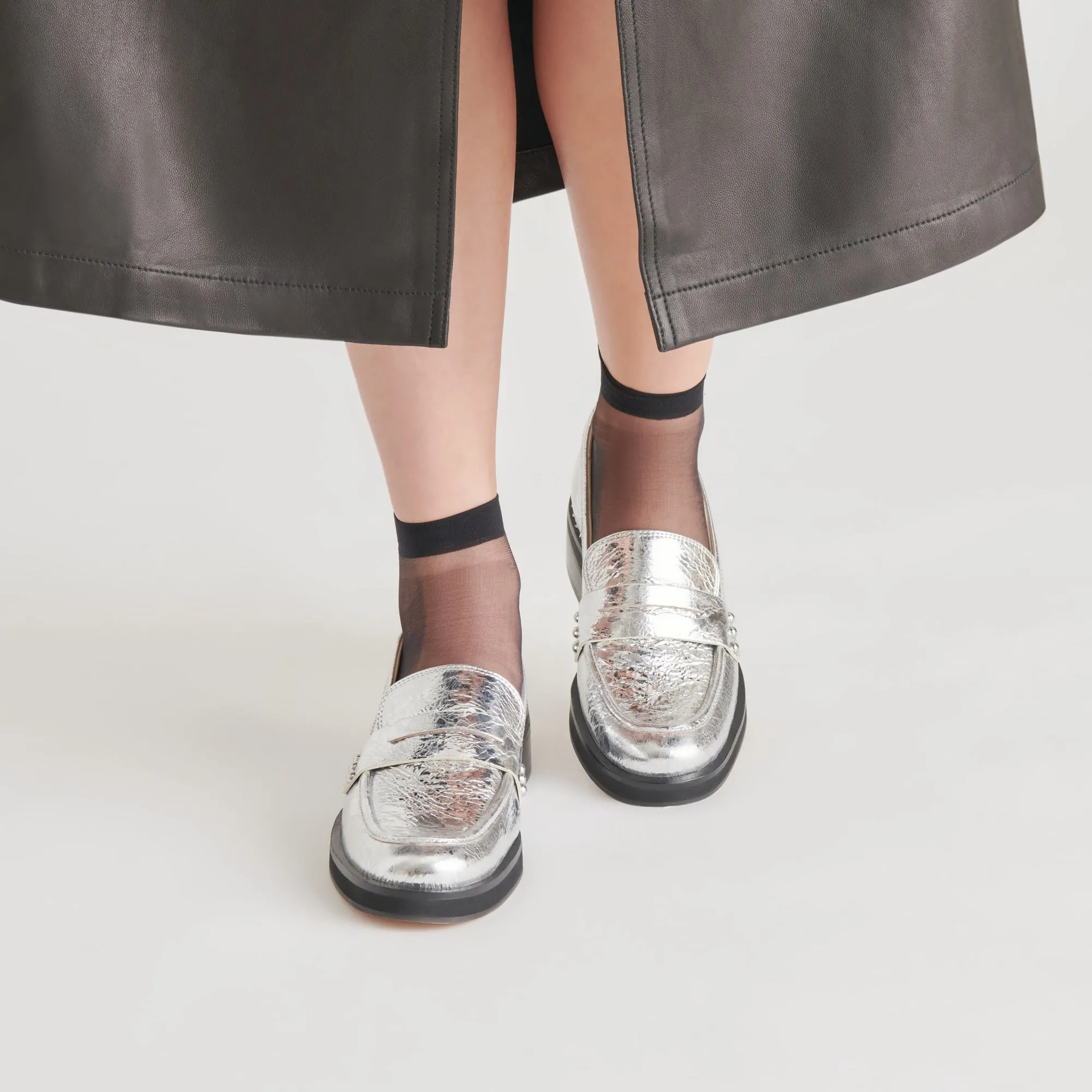 ALIANE LOAFERS SILVER DISTRESSED LEATHER