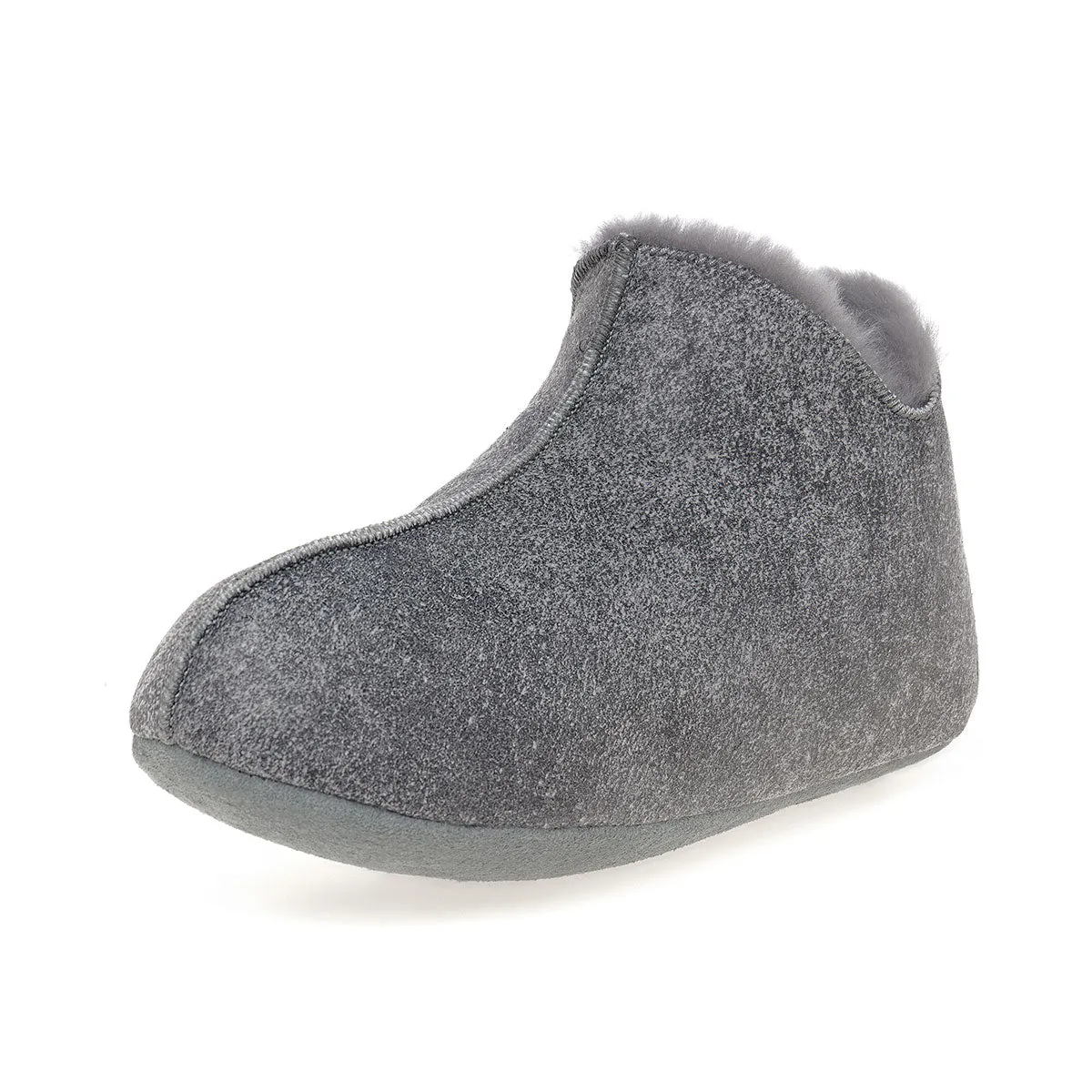 Berit Sheepskin Slippers - Grey Distressed Leather