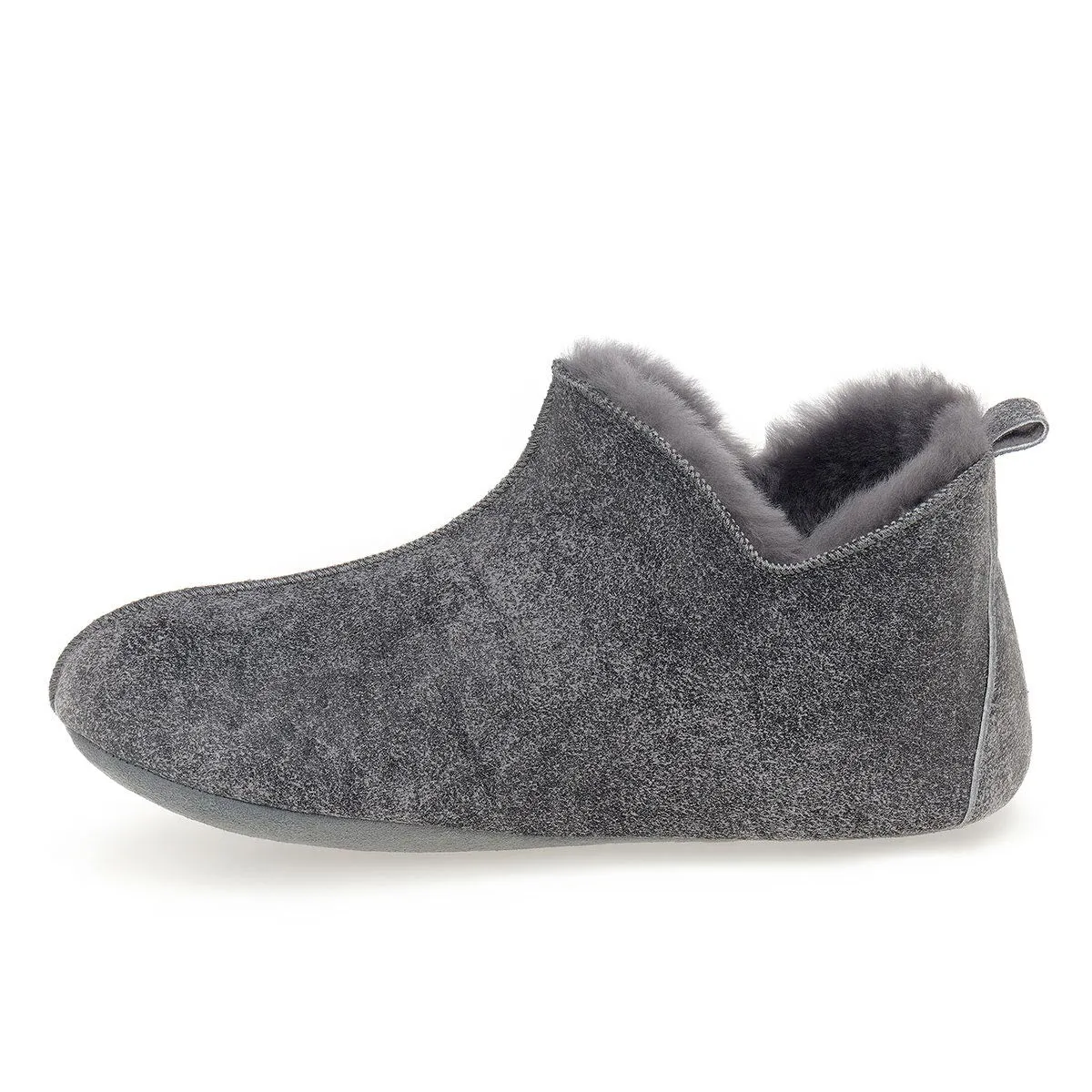 Berit Sheepskin Slippers - Grey Distressed Leather