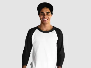 Black & White Raglan Sleeve T-shirt for Men - 100% Cotton, Super Soft