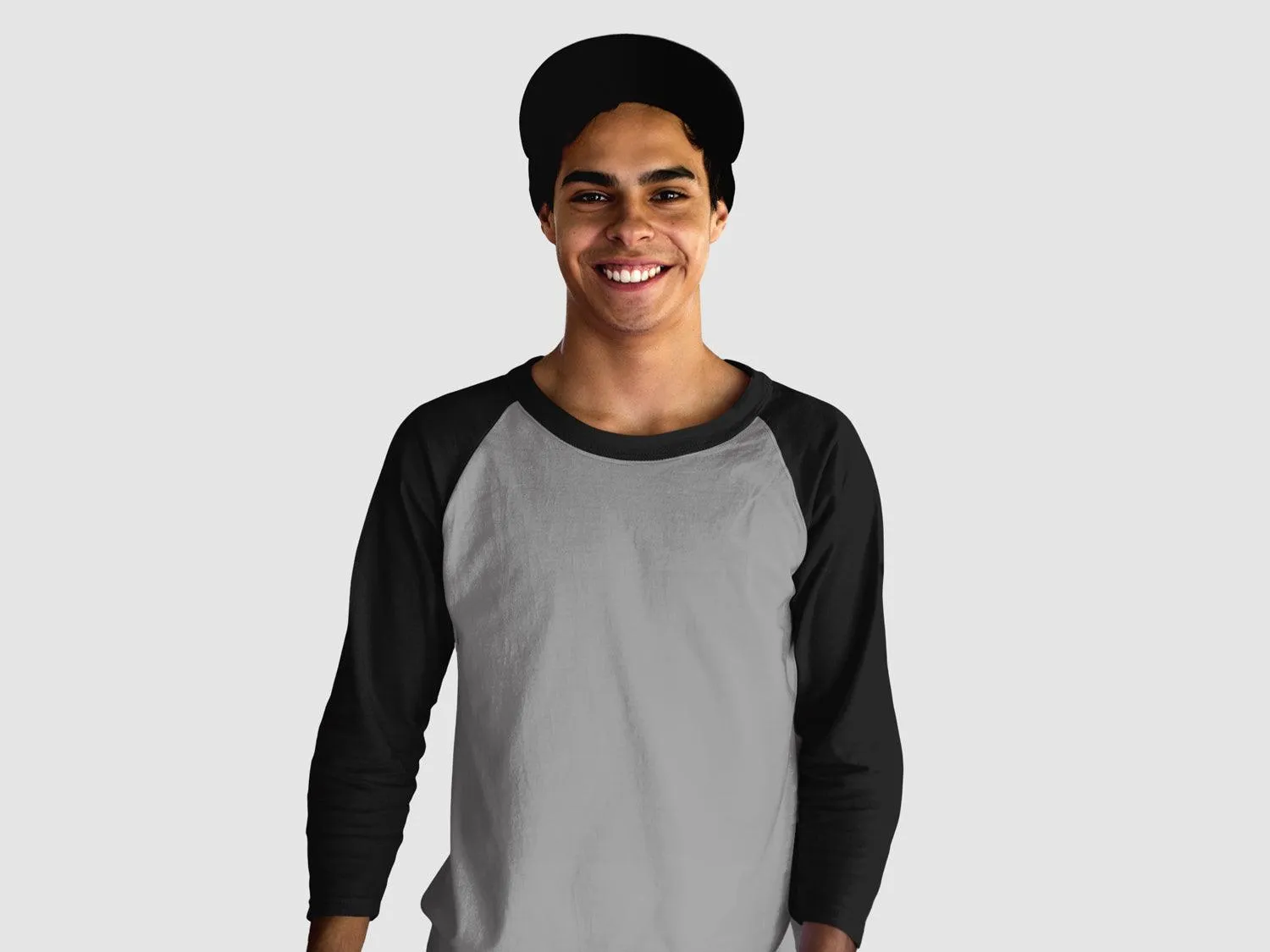 Black & White Raglan Sleeve T-shirt for Men - 100% Cotton, Super Soft