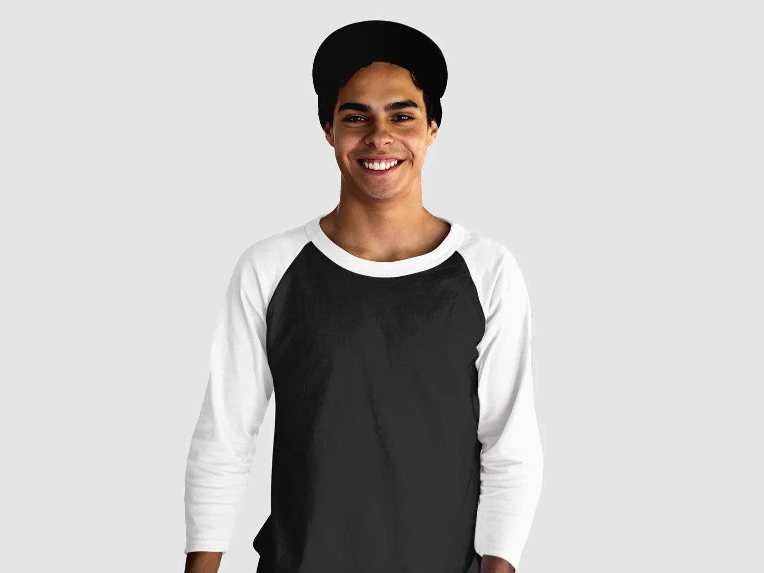 Black & White Raglan Sleeve T-shirt for Men - 100% Cotton, Super Soft