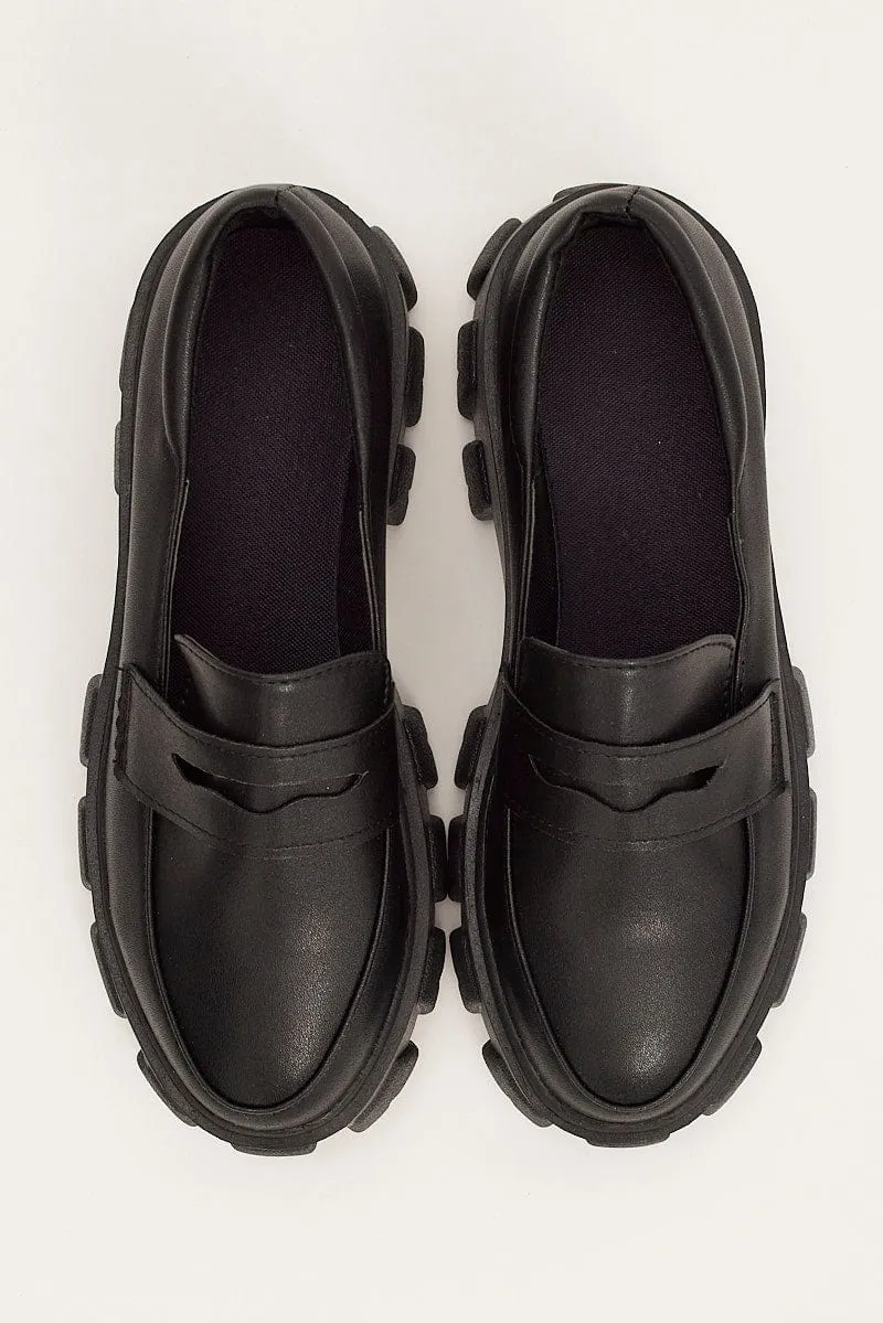 Black Chunky Sole Loafers