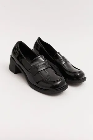 Black Mid-Heel Loafers