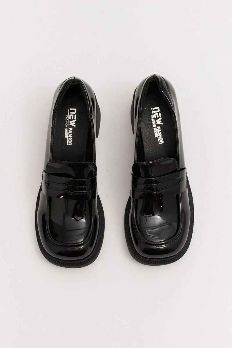 Black Mid-Heel Loafers