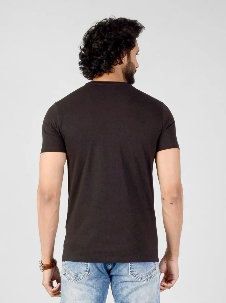 Black Printed Slim Fit T-shirt | JadeBlue