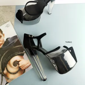 Black Transparent Strap Clear Heels