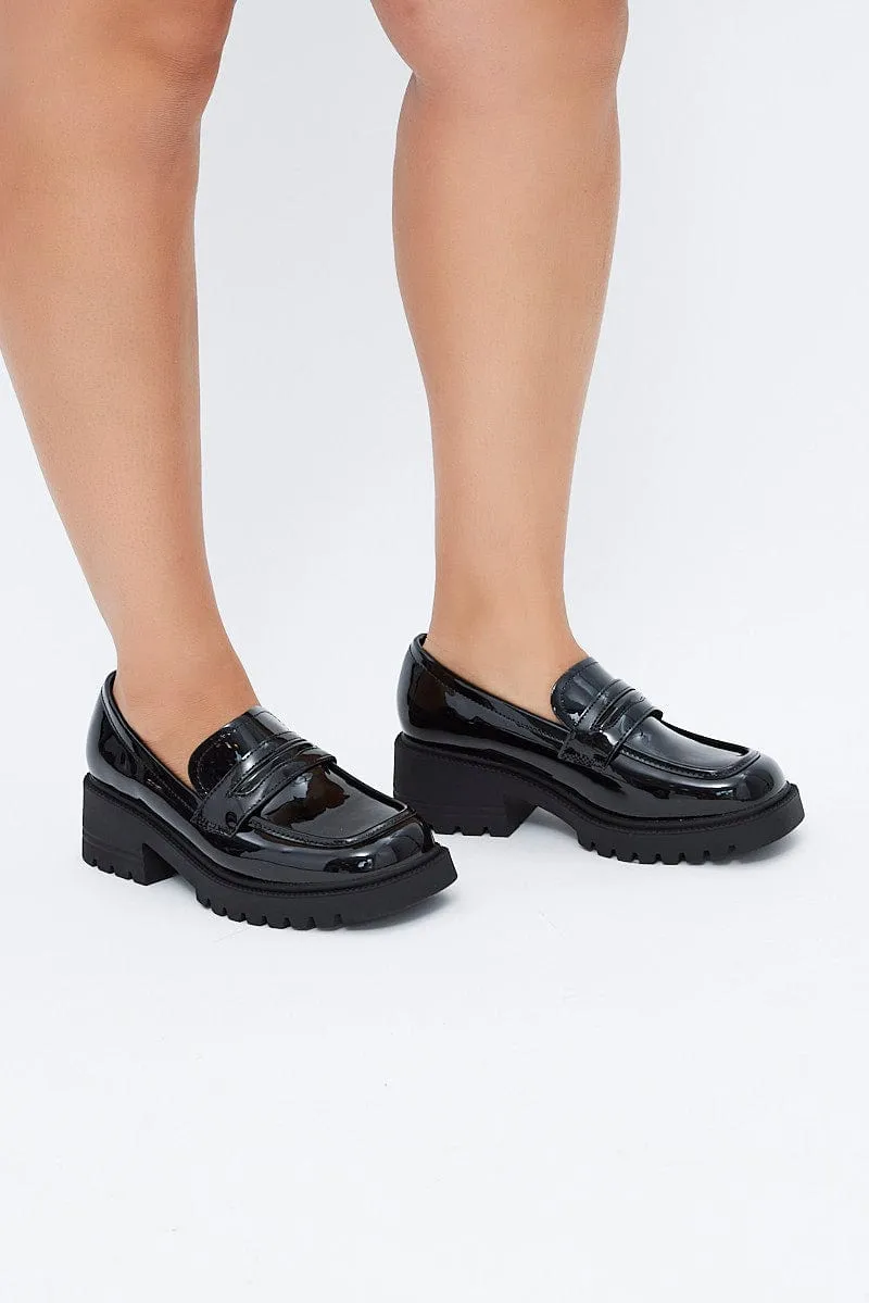 Black Wide Fit Chunky Sole Loafers