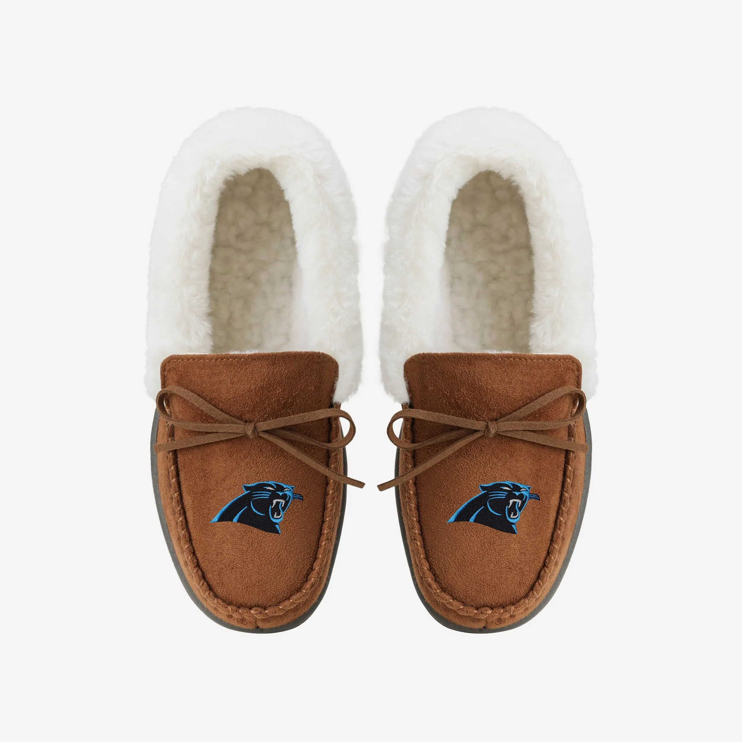 Carolina Panthers Womens Tan Moccasin Slipper