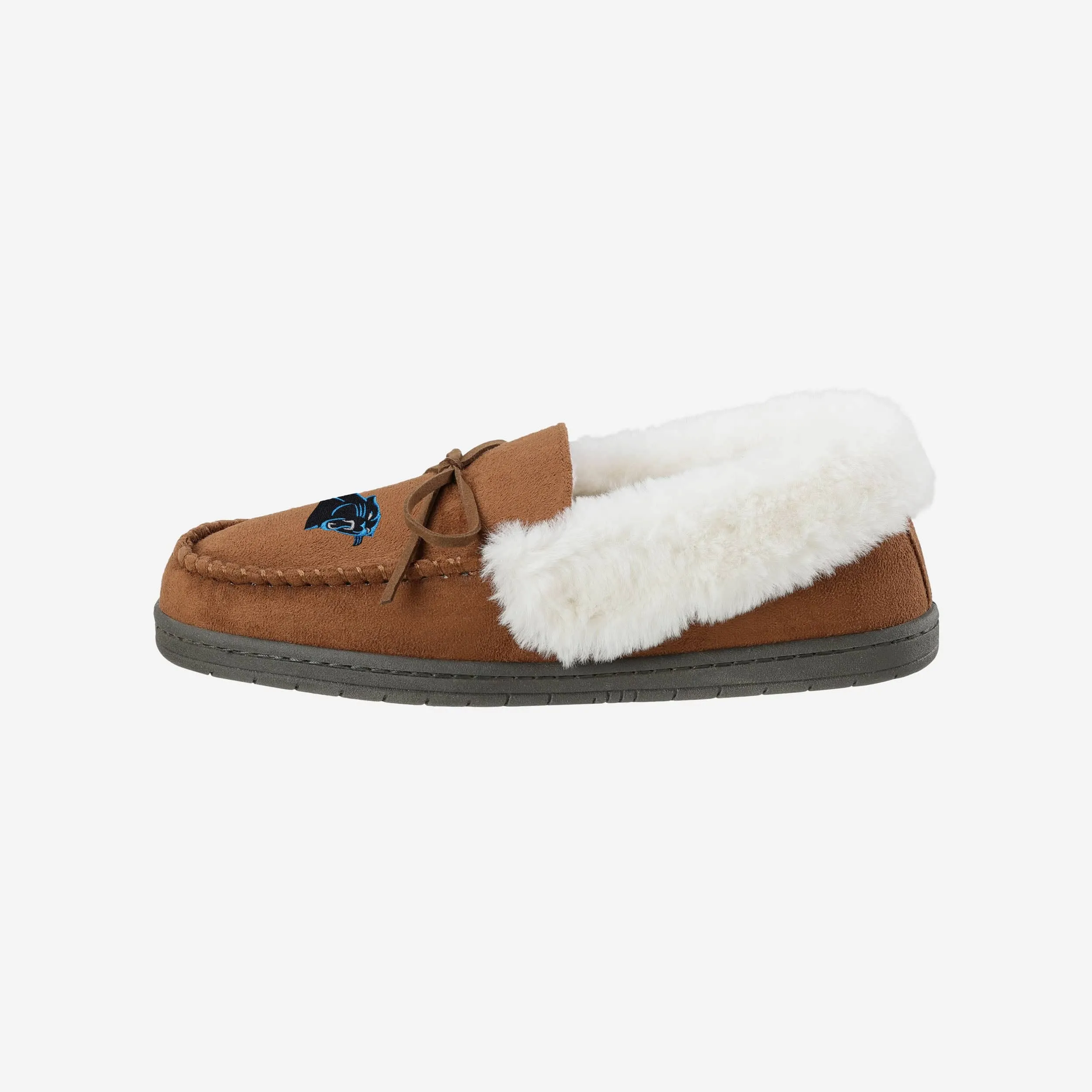 Carolina Panthers Womens Tan Moccasin Slipper