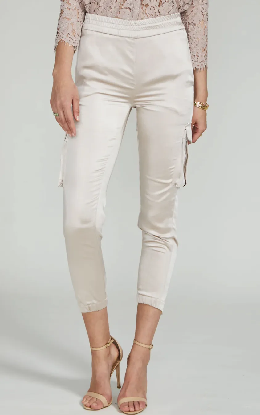 Chandra Satin Jogger - Champagne