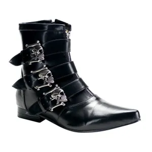 Demonia Brogue-06 Skull Buckle Ankle Boot