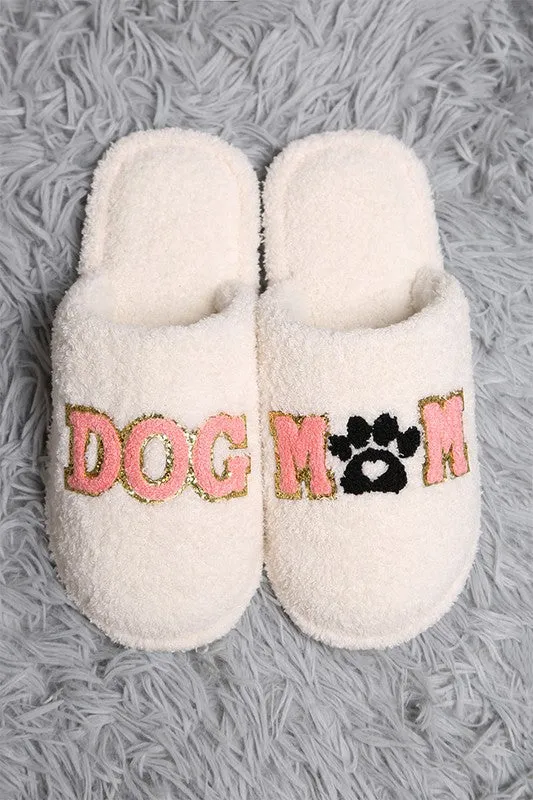 Dog Mom Paw Soft Home Indoor Floor Slippers - Pink or White