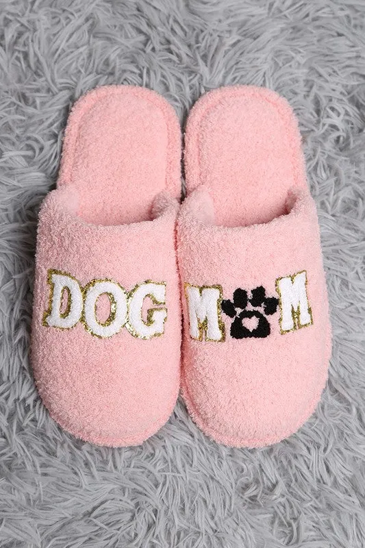 Dog Mom Paw Soft Home Indoor Floor Slippers - Pink or White