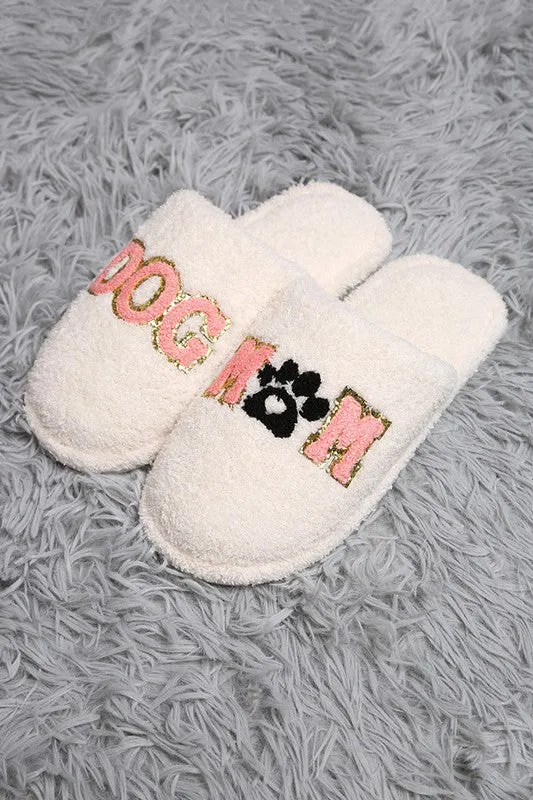 Dog Mom Paw Soft Home Indoor Floor Slippers - Pink or White