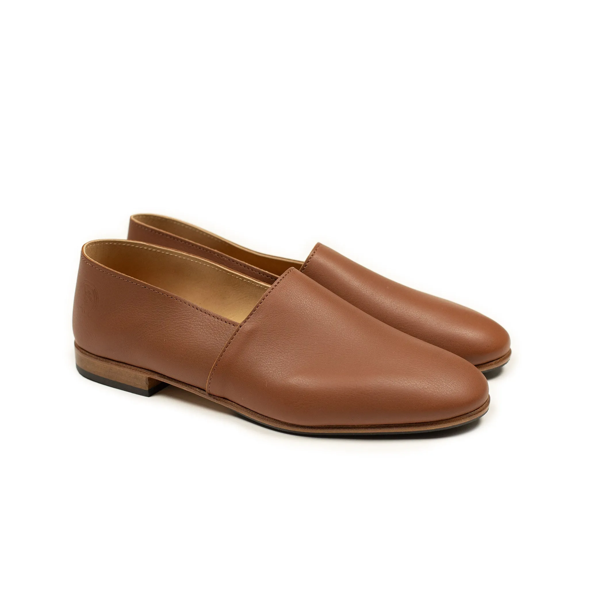 Exclusive Maury slippers in cognac soft calf