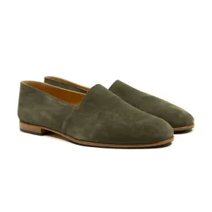 Exclusive Maury slippers in verdigris suede