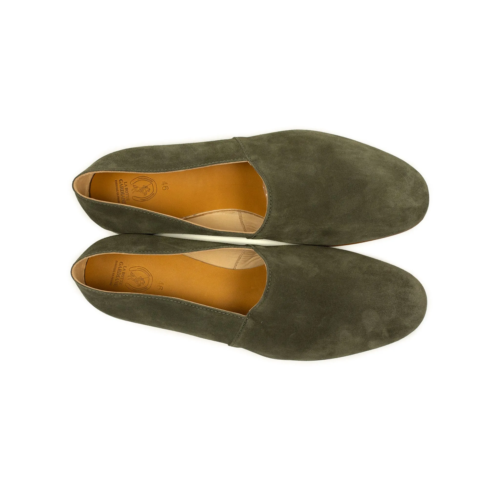 Exclusive Maury slippers in verdigris suede