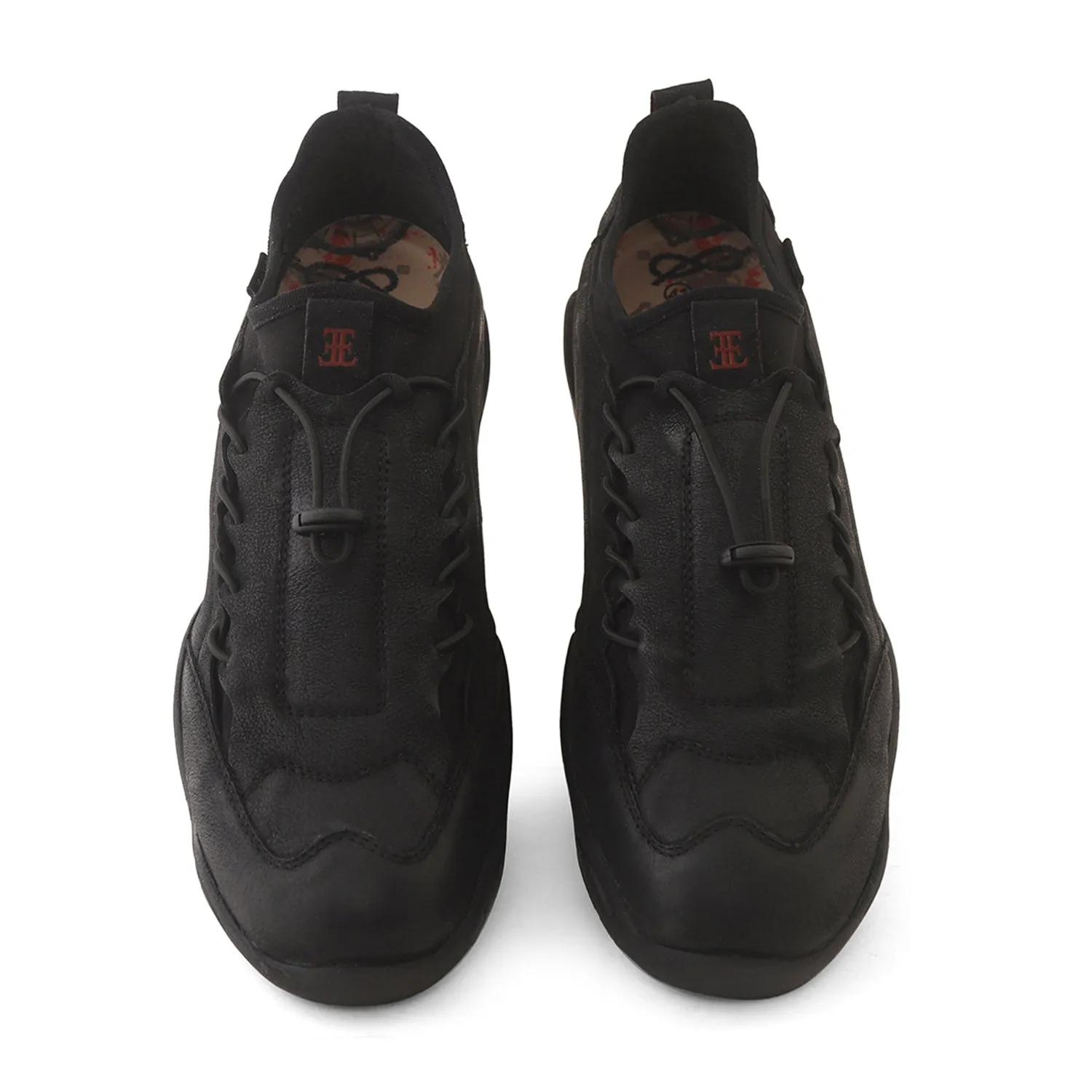 Ezok Black Casual Nubuck Leather Men Sneakers