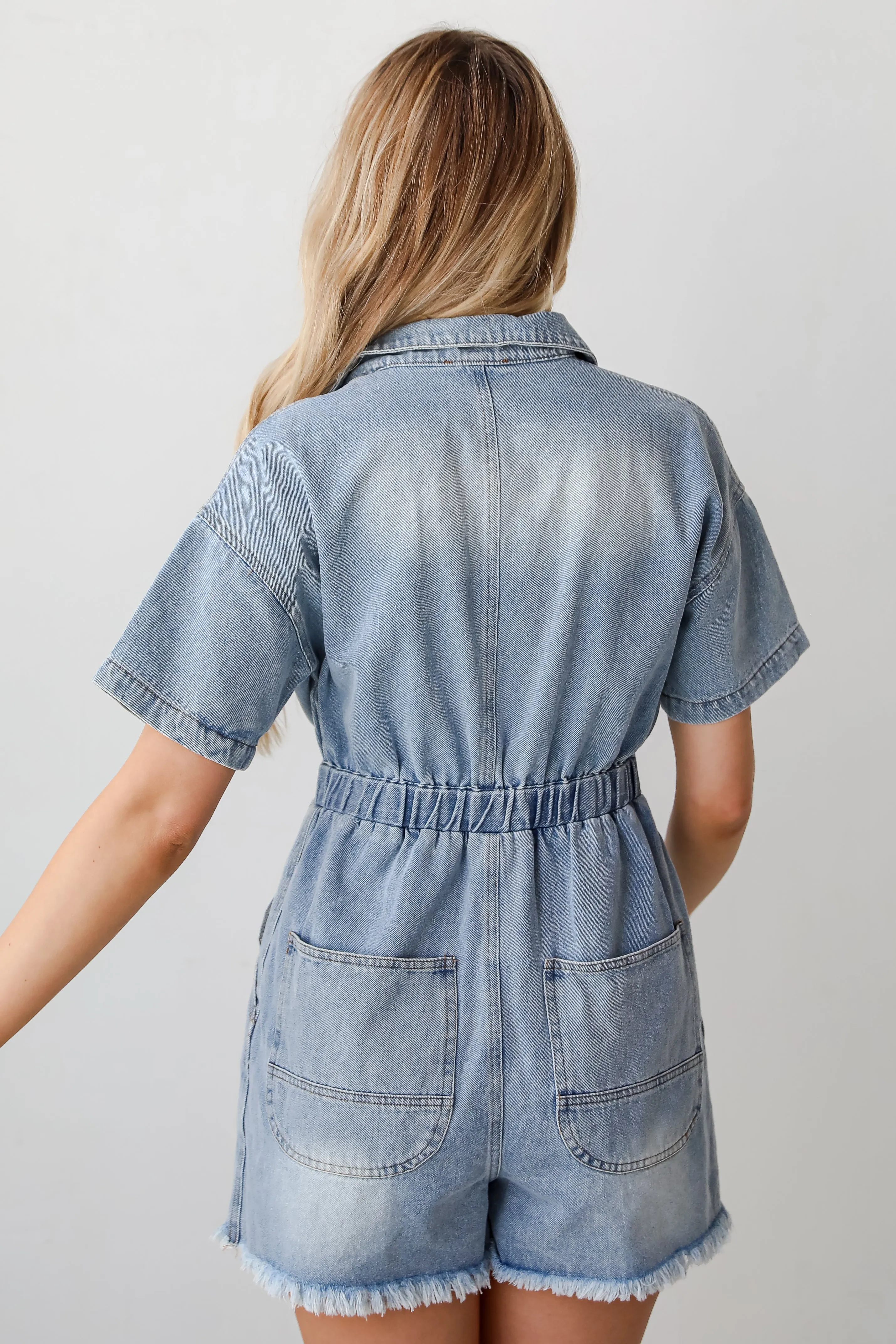 FINAL SALE - Summer Girl Distressed Denim Romper