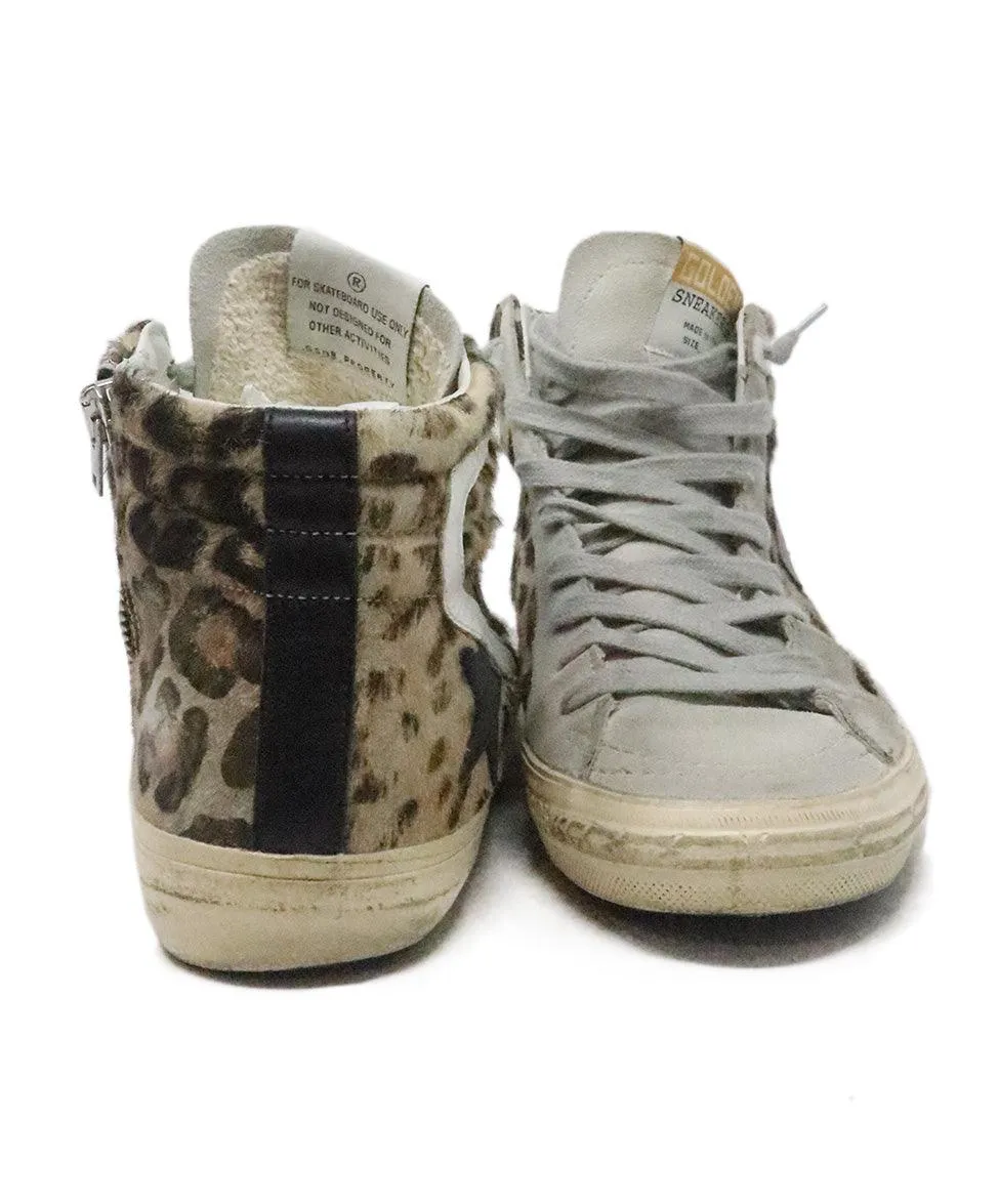 Golden Goose Grey & Leopard Print Sneakers sz 7