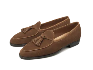 Grand Seine Tassel Loafers in Tan Noble Suede