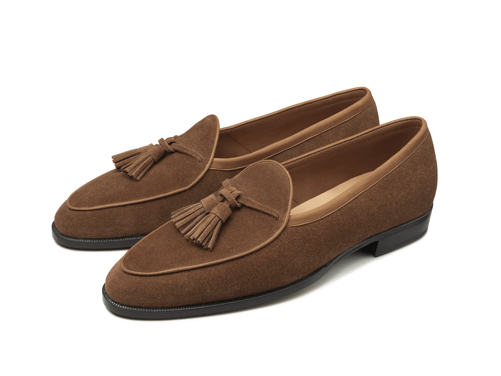 Grand Seine Tassel Loafers in Tan Noble Suede