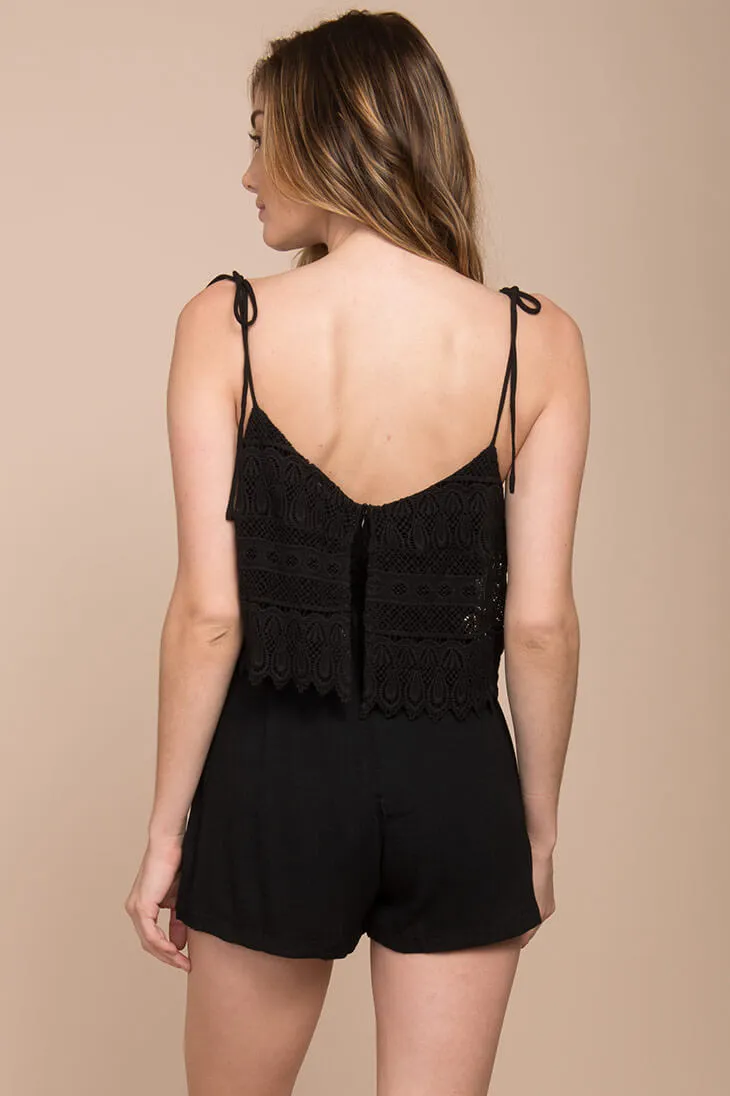 Hailee Crochet Romper Black