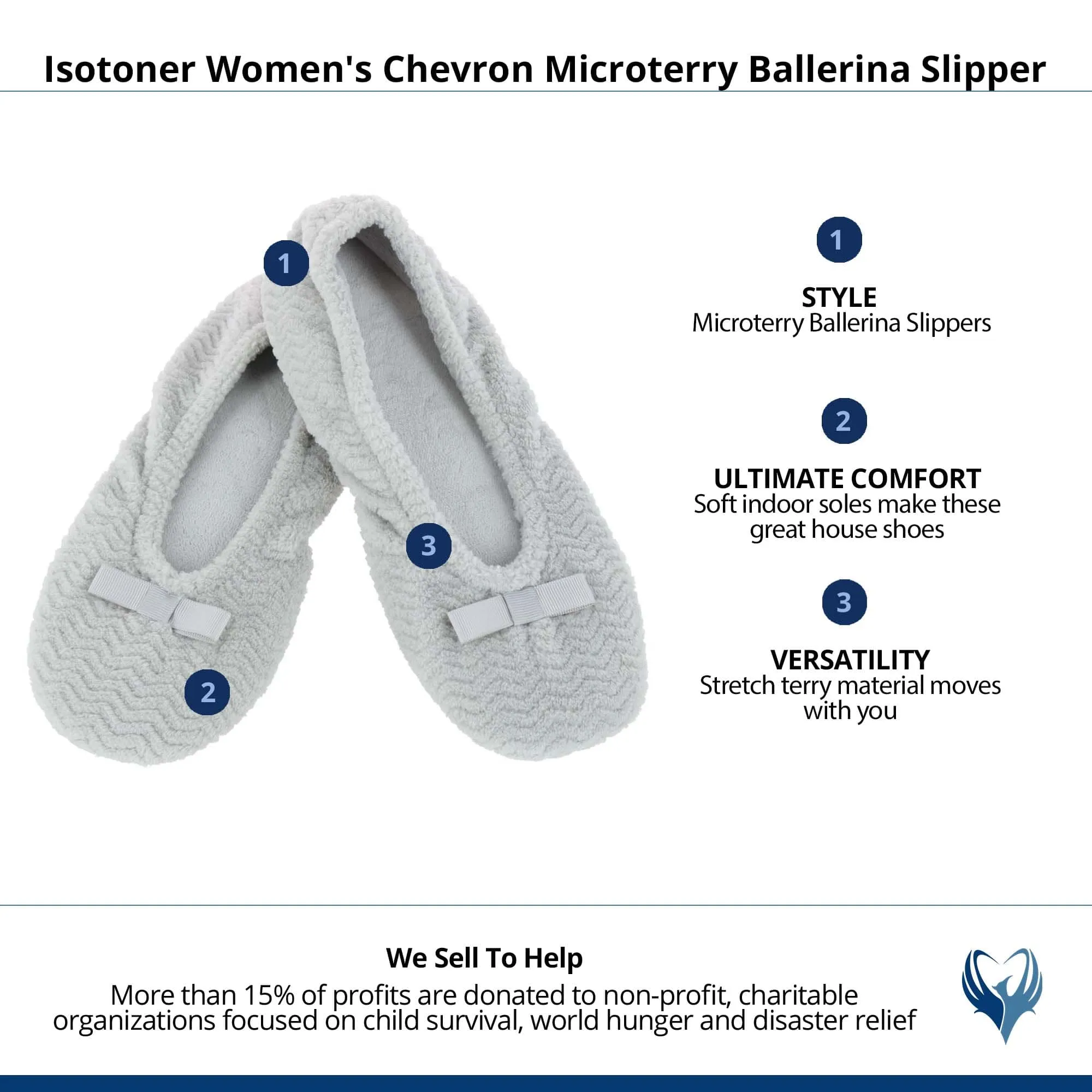 Isotoner Women's Chevron Microterry Ballerina Slipper