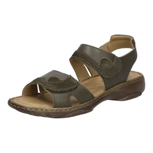 Josef Seibel Debra Ladies Moss Green Leather Touch Fastening Sandals