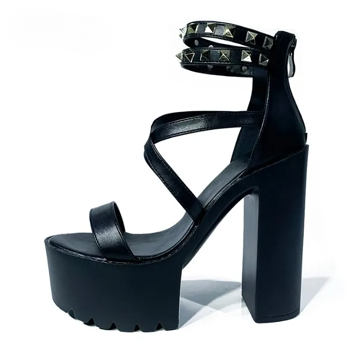 Joskaa 2024 New Square Heel Chunky Sandals