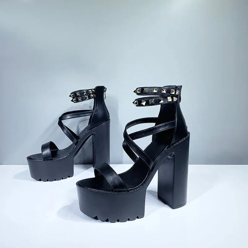 Joskaa 2024 New Square Heel Chunky Sandals