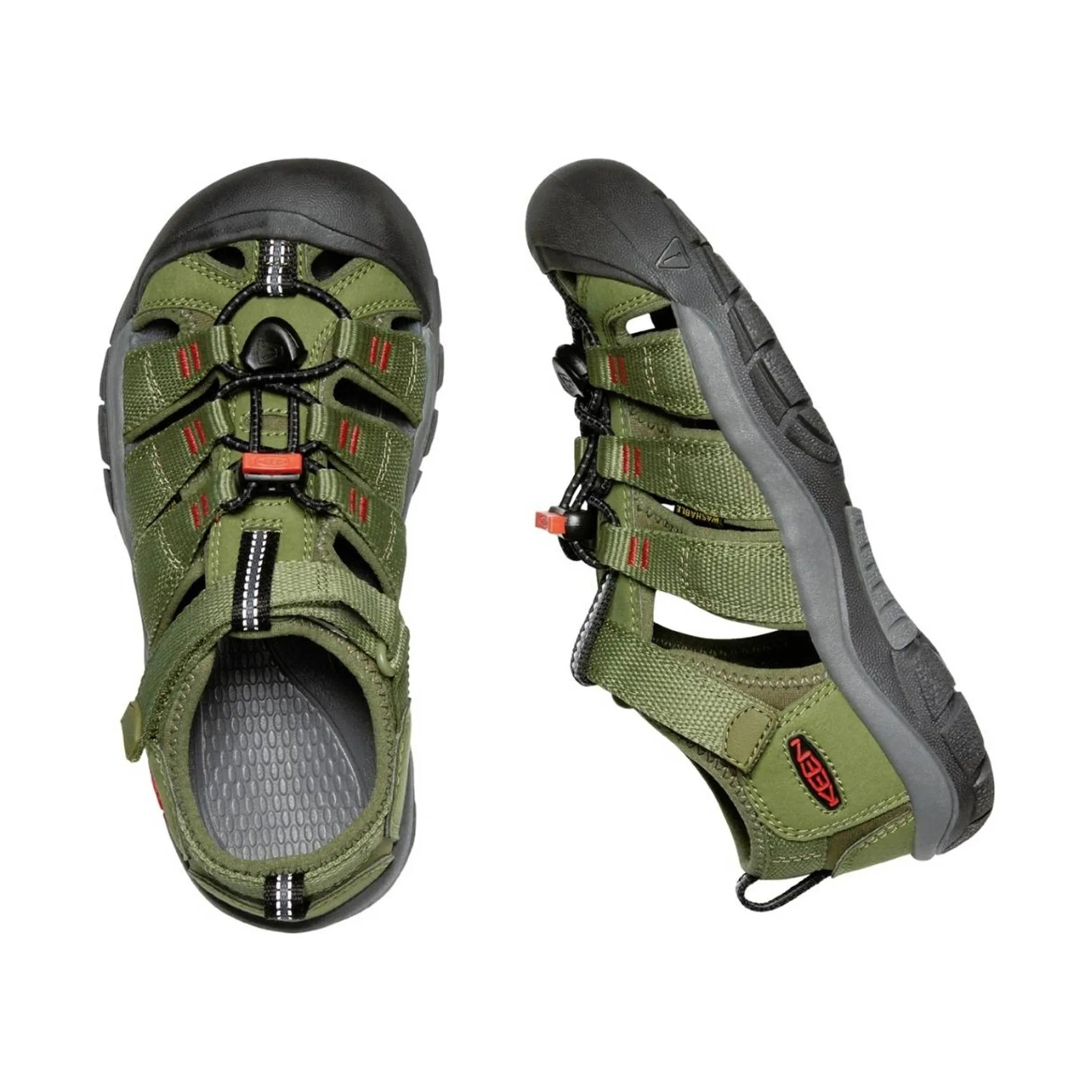 KEEN Big Kids' Newport H2 - Olive Drab/Orange - ONLINE STORE CREDIT/EXCHANGE ONLY