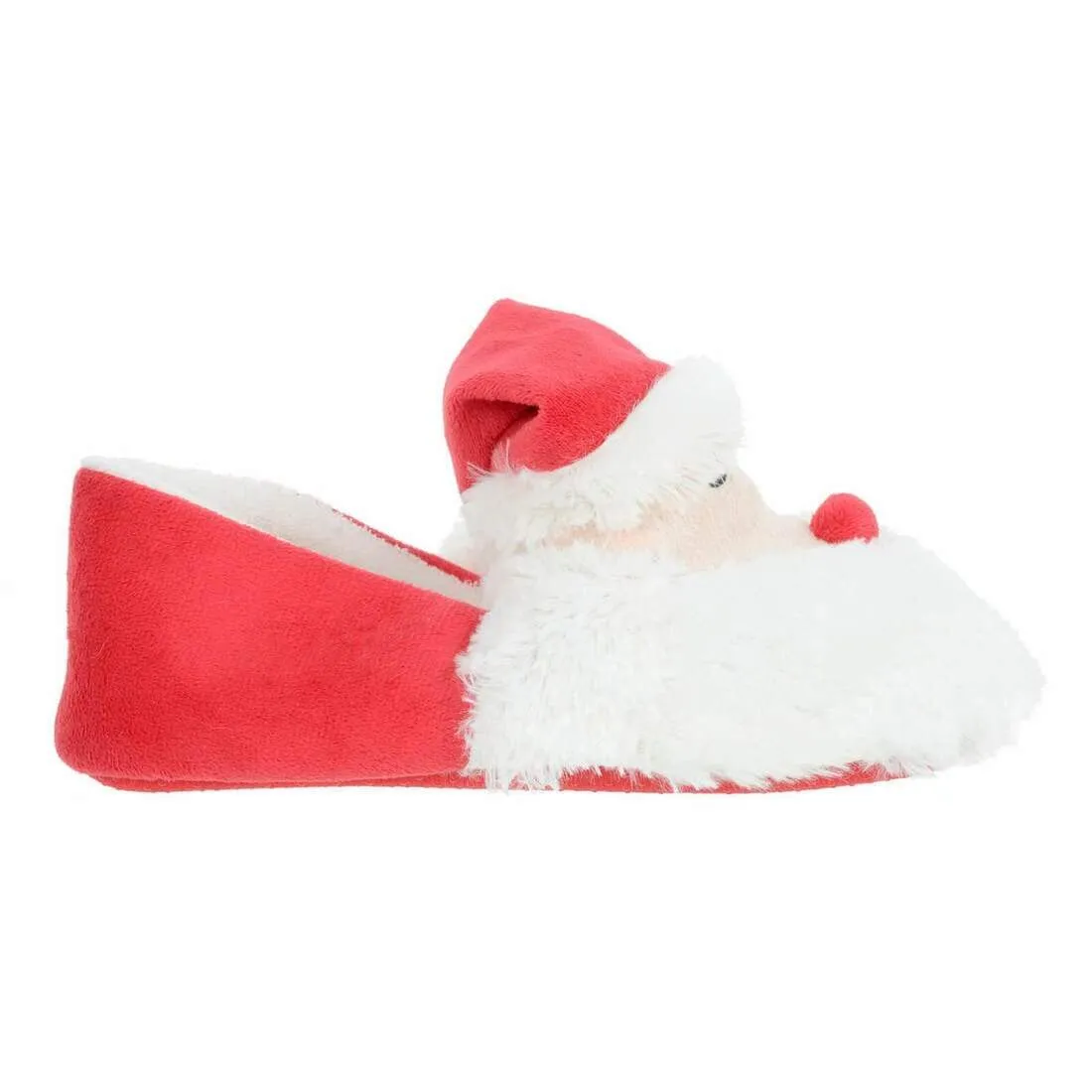 Kids Novelty 3D Santa Slippers Soft Fleece With Pom Poms