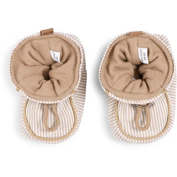 MELTON Striped Textile Slippers Beige