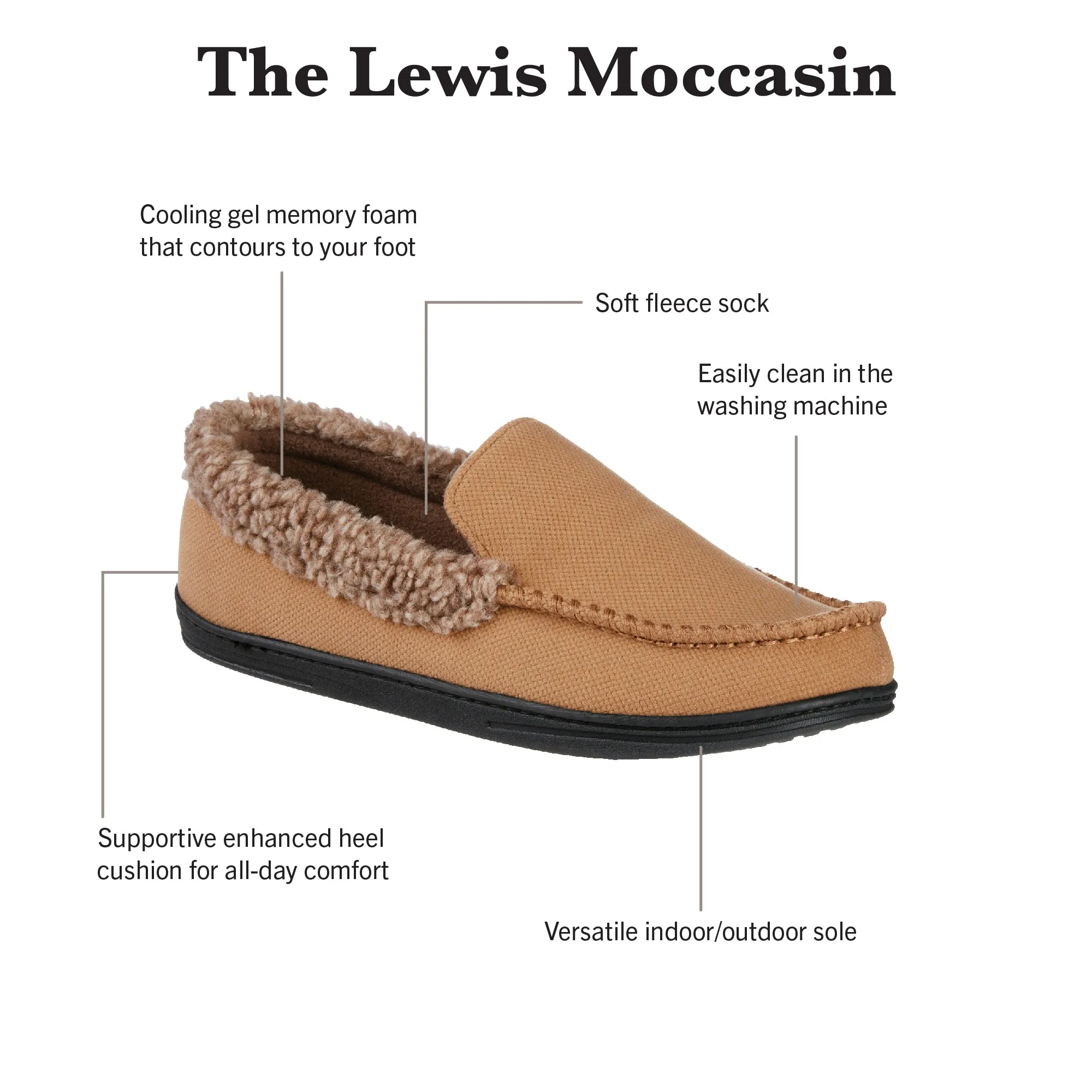 Men's Brushed Knit Lewis Moccasin Slippers