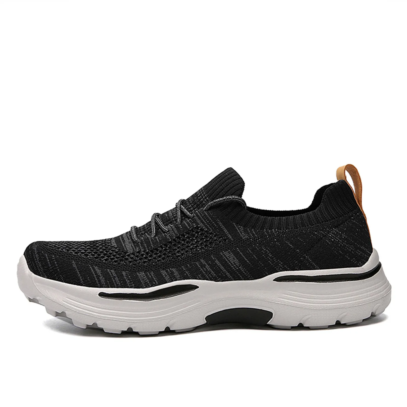 Mens Lace-up Knitted Thick Sole Heightened Casual Shoes Outdoor Walking Comfortable Lightweight Breathable Sneakers