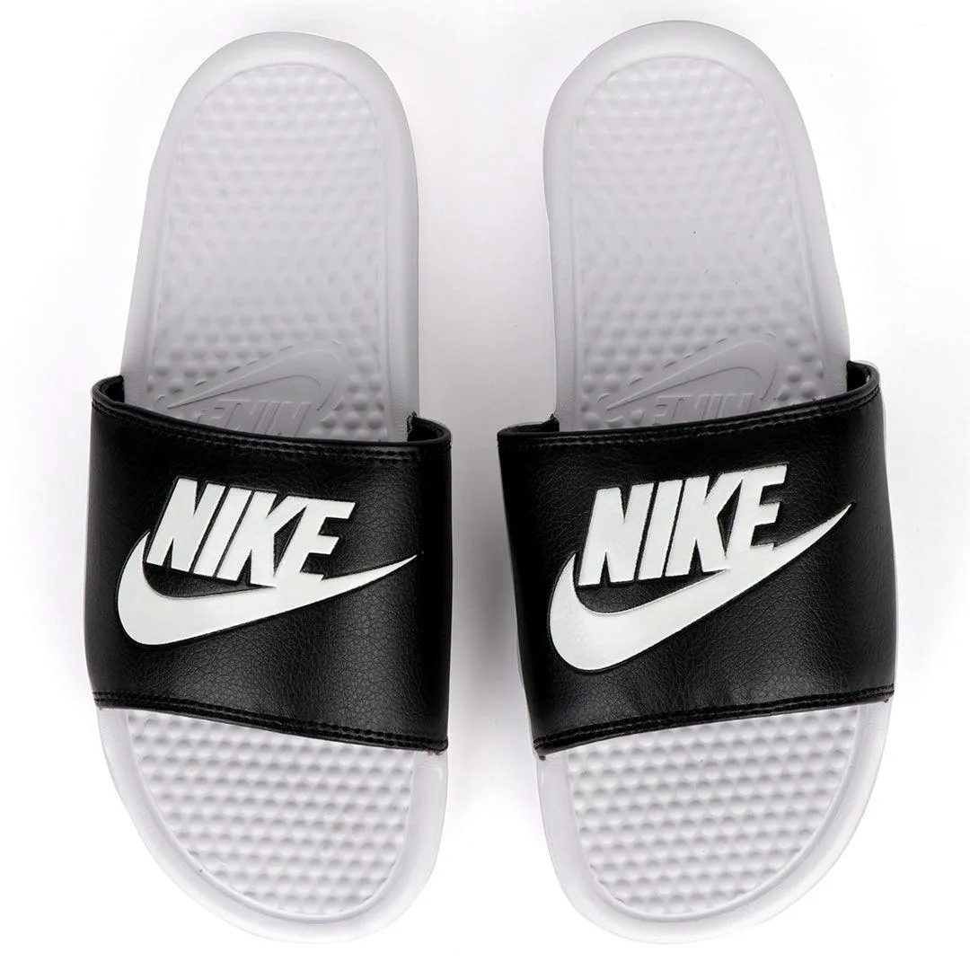 NK Benasi JDI White With Black Design Logo Men's Slide