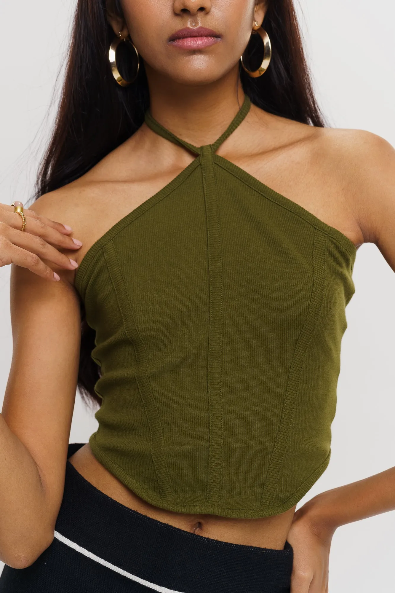 Olive Tie Up Top