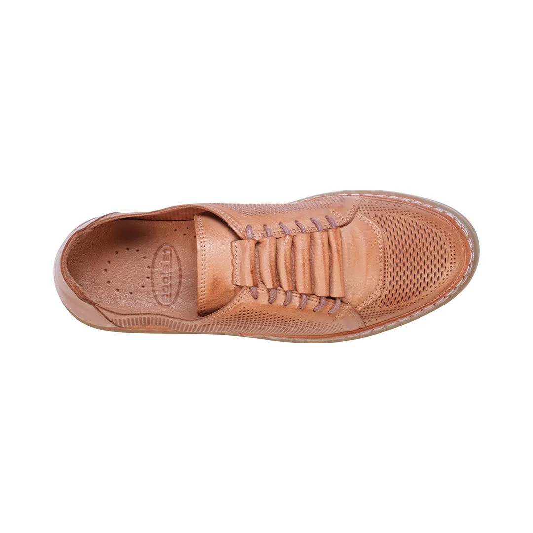 Oscar Tan Hidden Lace Perforated Leather Sneakers