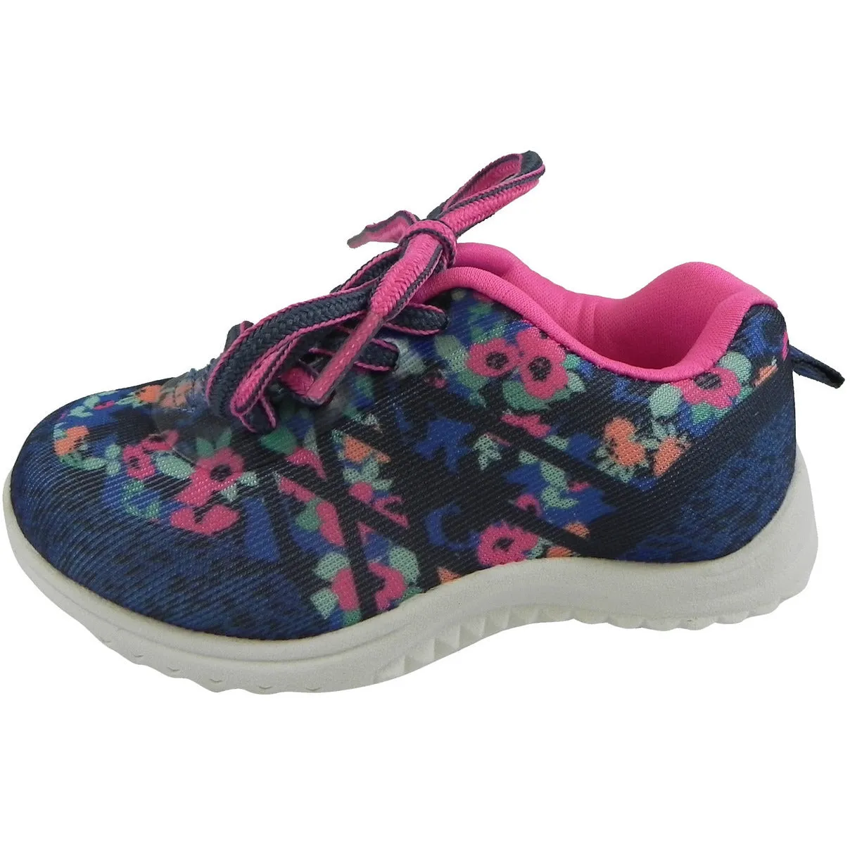 OshKosh Girl's Kova Comfortable Floral Easy On Lace Up Sneakers Blue/Pink